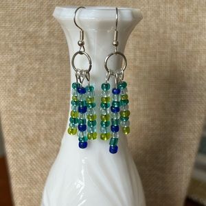 Shades of blue and green dangle earrings